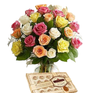 25 colorful roses with chokolates | Flower Delivery Cherepovets