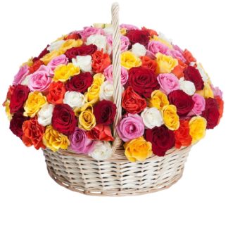 51 colorful roses in the basket | Flower Delivery Cherepovets